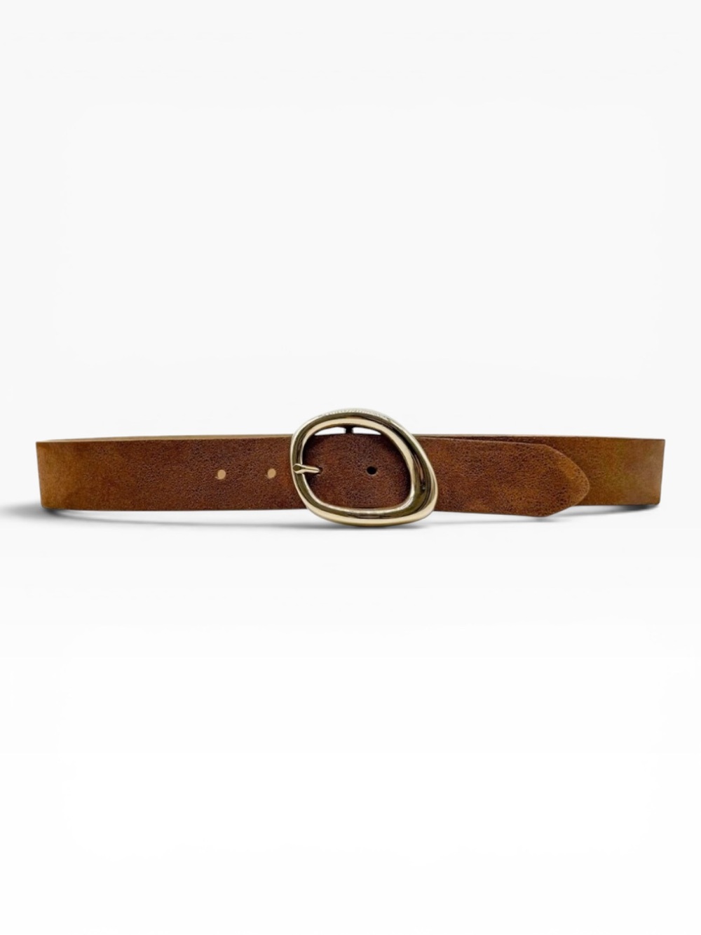 Streets Ahead Elia Belt Gold Buckle Brown Suede Size Small